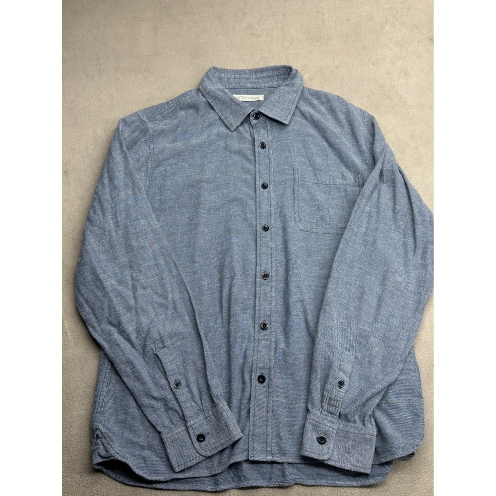 Outerknown Mens Large Blue Organic Cotton Long Sleeve Button Down Shirt 01080-00